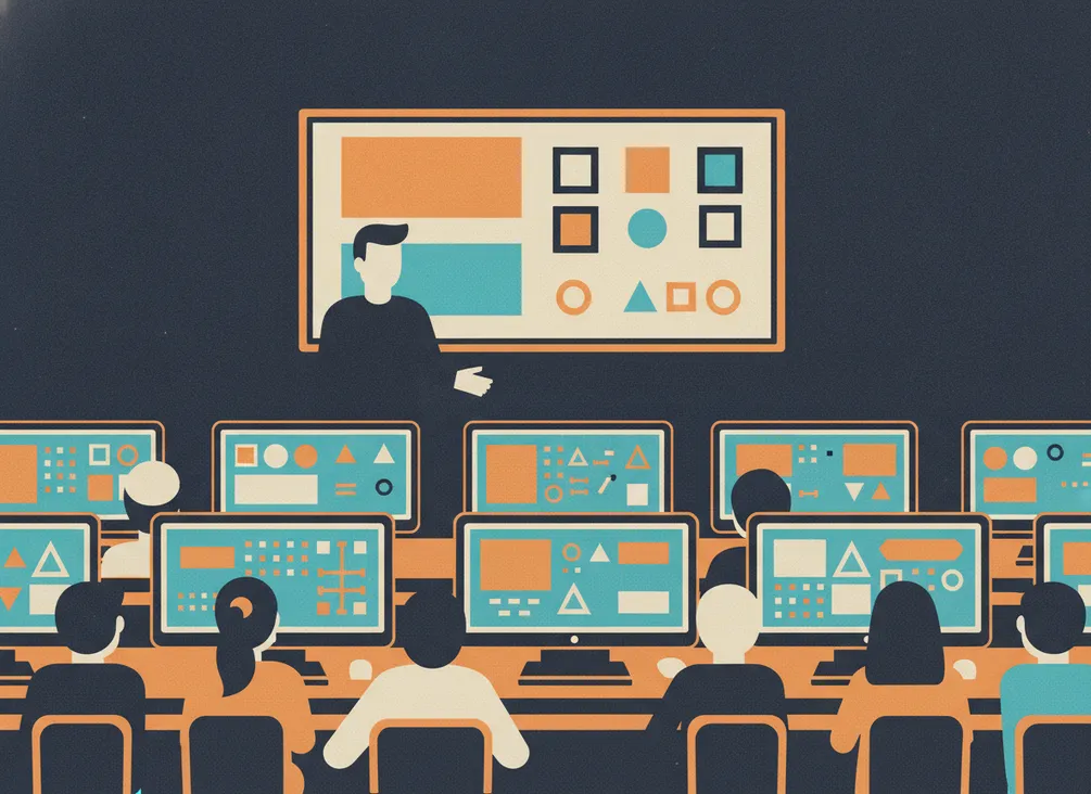 Ilustración de una clase presencial
